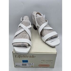 LifeStride Women's Jordan Strappy‎ Heeled Sandals White Size 6.5